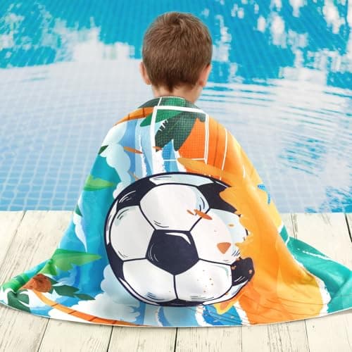 WERNNSAI Football Microfibre Beach Towel for Kids, 76 x 150cm Bath Towel — view 6