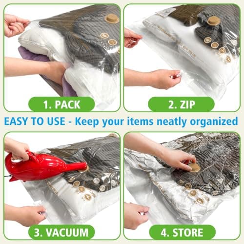 Storage Master Space Saver Bags for Travel and Home Reusable Vacuum Storage Bags Save 80% More Storage Space (12, M) — view 4