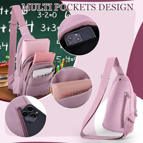Zuimei Sling Bag Chest Bag for Women Men Waterproof, Light Purple — view 4