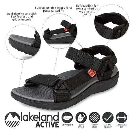 Lakeland Active Men's Stonethwaite Adjustable Outdoor Walking Trekking Sandals - Black - 9 — view 4