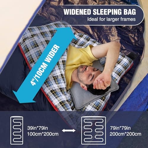 REDCAMP Extra Large Thick Flannel Sleeping Bag for Adult Winter,4lbs Nlue — view 2