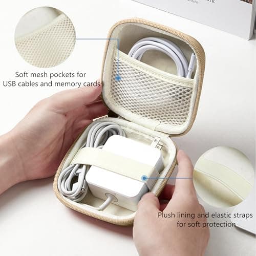 Linpr Portable Charger Case, Tech Electronic Organizer Bag, Khaki, M — view 3