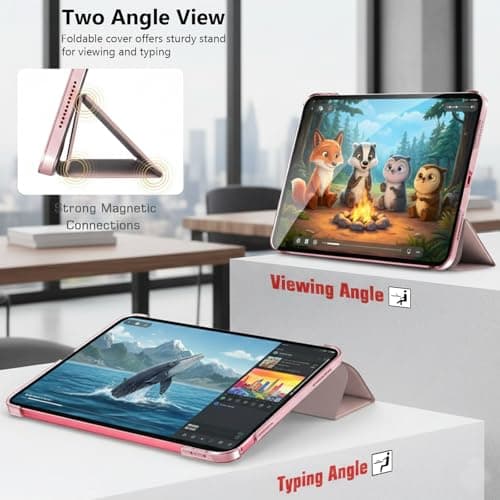 GALTD for iPad A16 Case Smart, 11th Generation 11inch/iPad 10th Generation Case 10.9" (2025-2022) Auto Wake/Sleep Cover, Slim Stand Cover with Hard Back, Support Touch ID, Rose Gold — view 3
