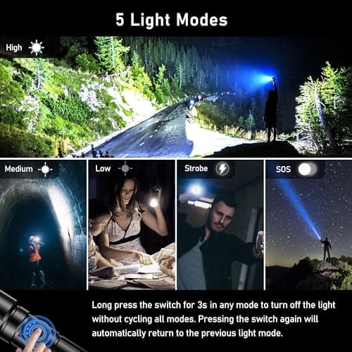 Blukar LED Torch Rechargeable, Ultra High Lumens Super Bright Torches — view 4