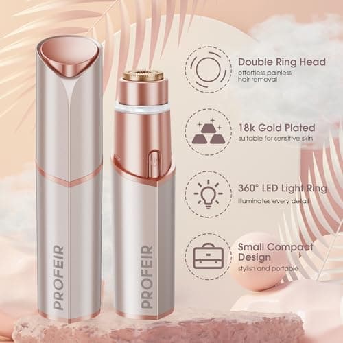 Facial Hair Removal for Women: Electric Hair Removal Device - Rechargeable Painless face Razor for Chin Upper Lip Peach Fuzz with Light (Rose Gold) — view 5