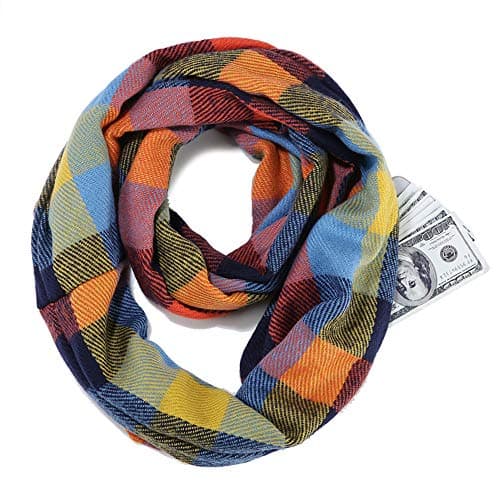 Ulalaza Infinity Scarf with Hidden Zipper Pocket Lightweight Travel Wrap for Women Girls