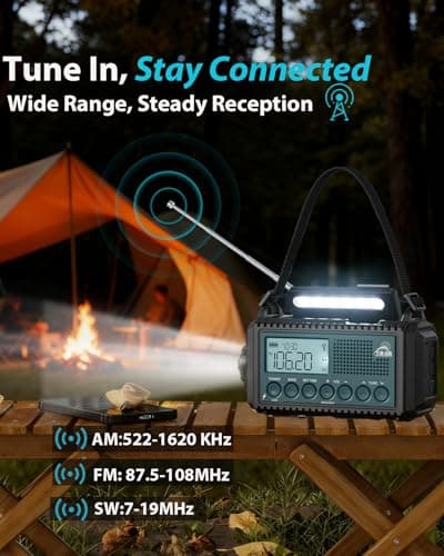 Roxicosly 12000mAh Solar Wind Up Radio with Phone Charger, 5-Ways Powered — view 2