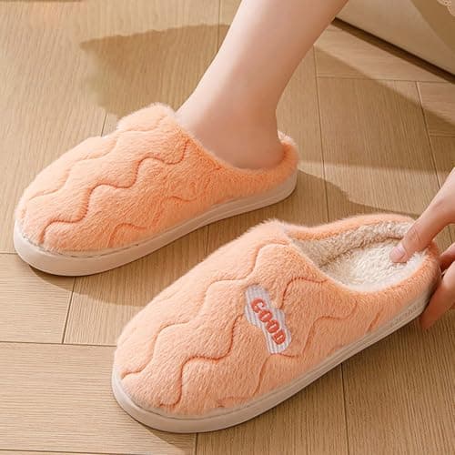 DFSDJEUW bedroom slippers womens Plantar Fasciitis Slippers for Women Couple Leisure Plush Flat Plush Fashion Ladies Warm Wide Fit travel slipper womens Grey 8 — view 2