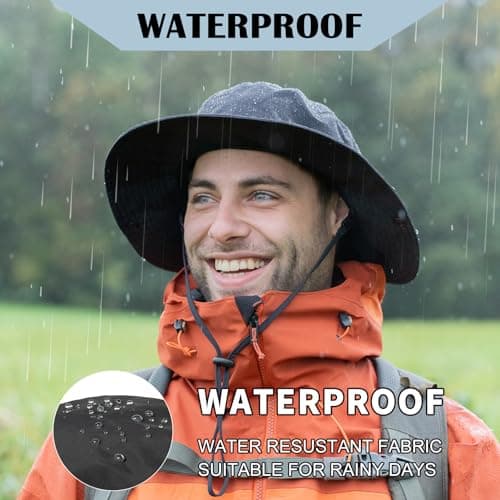 TOP-EX XL/XXL Fleece Lined Winter Sun Hat Men with Wide Brim, Waterproof Warm Safari Hats for Outdoor Hiking Fishing Walking & Windproof, Dark Grey, Oversized — view 2
