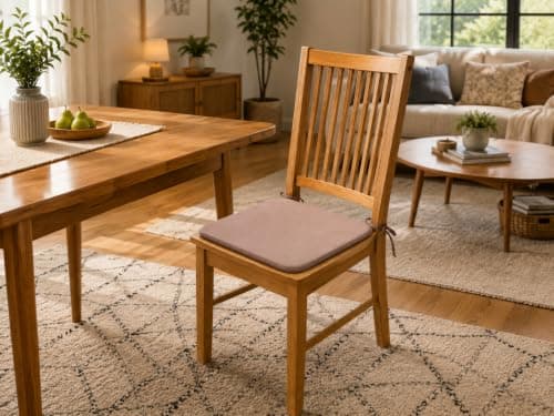 L S U Multi Pack Comfortable Seat Pad for Dining Chair Kitchen Garden with Tie on indoor Outdoor Foam Cushions (Latte, 6) — view 4
