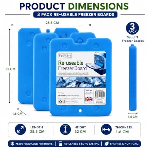 A2Z Reusable Freezer Cool Board Ice Pack for Cool Bags Lunch Boxes Picnic Cooler Bags - Freezer Board 1329 Blue 3 Pack — view 2