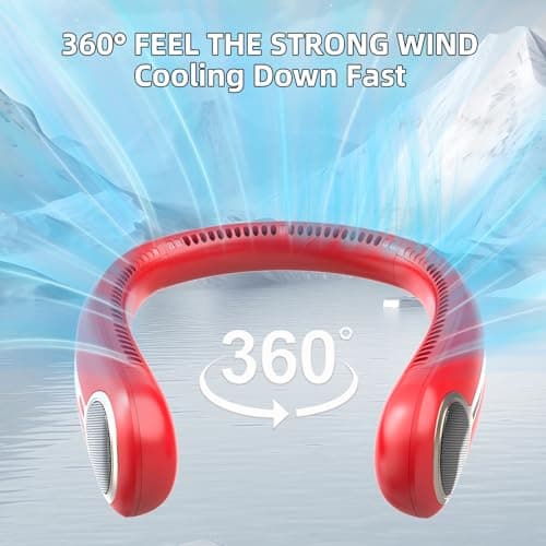 Portable Bladeless Neck Fan - USB Rechargeable - 6000 mAh - 360° Airflow - LED Display - 4 Speeds - Hands-Free Fan for Outdoor and Indoor Use - Gift — view 2