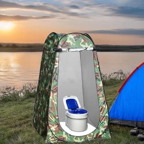 Buystarget Portable Pop Up Tent Outdoor Camping Toilet Tent Camouflage Shower Space Privacy Foldable Changing Shelter Lightweight Compact Easy Set Up Waterproof Durable Camping Beach Hiking Festivals — view 5