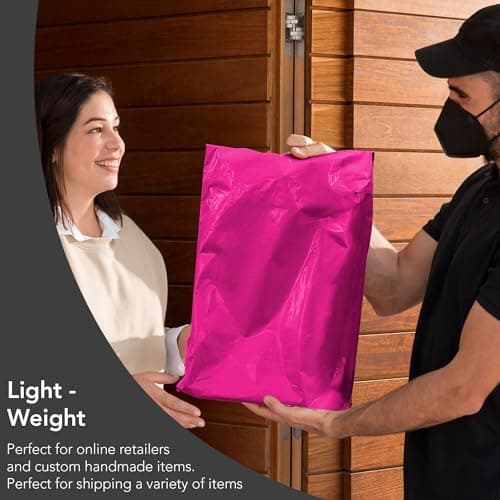 50 Mixed Hot Pink Parcel Bags, Postage Bags, Mailing Bags 5 Sizes 10 Each Poly Postal Bags Self Seal iSOUL Small to Large Mailing Bags Packaging Assorted Mailers Posting Shipping Post Bags — view 4