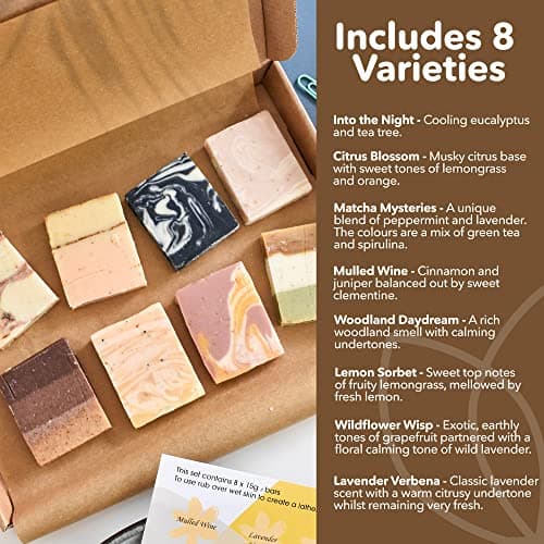 Home Made Soap Bar, Includes 8 Handcrafted Vegan Soap Bars, Handmade soap set All Skin Type Mothers Day gift, Birthday Gift, Women and Men Natural Soap, Gift-Ready Letterbox Packaging, 15g x Box of 8 — view 3