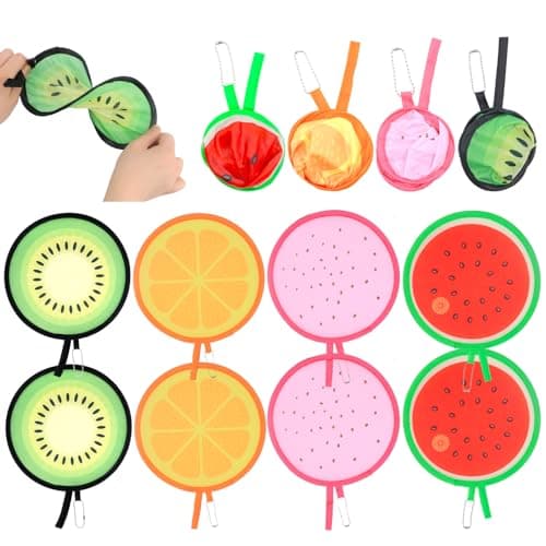 KASURE 8 PCS Foldable Fan, Fruit Round Handheld Folding Fan, Portable Cooling Fans with Beautiful Patterns, Summer Handheld Fan for Outdoor Travel, Party Wedding favors, Photo Props