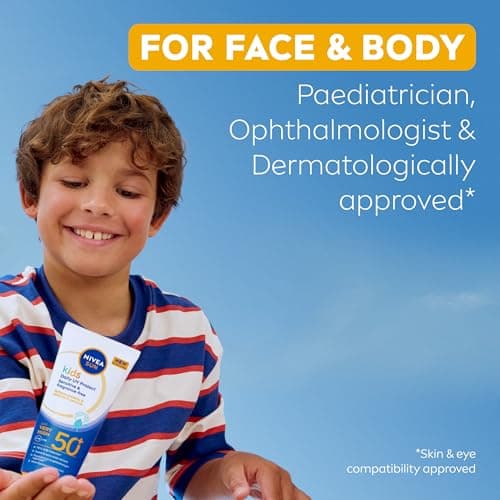 NIVEA SUN Kids Daily UV Protect Sensitive SPF 50+ Sun Cream (100ml), Kids Sunscreen For Face and Body, Sweat and Water-Resistant, Gentle Fragrance-Free Formula — view 3