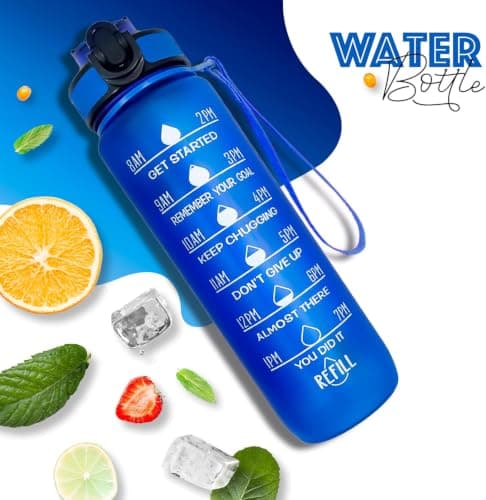 Active 100 1L Water Bottle with Straw, Motivational Time Marking | Dishwasher Safe | Leak-Proof | BPA-Free Drinks Bottle for Fitness, Work, Travel & Outdoor Use — view 2