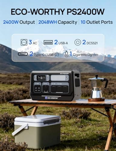 ECO-WORTHY 2400W Portable Power Station with 2048Wh LiFePO4 Battery — view 2
