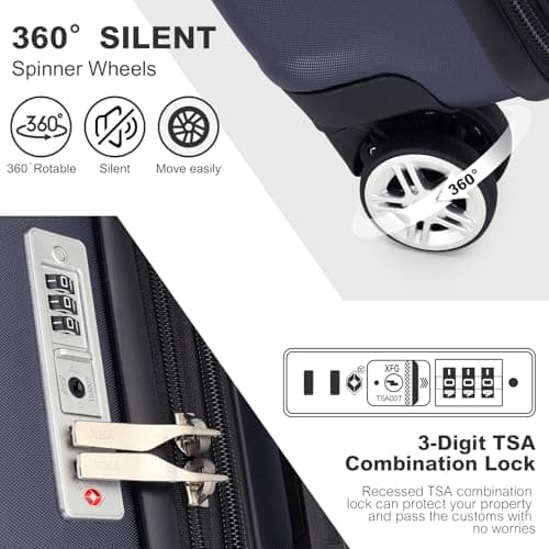 Kono Cabin Suitcase 55x35x22cm ABS+PC Hard Shell Carry On Travel Lugagge — view 3