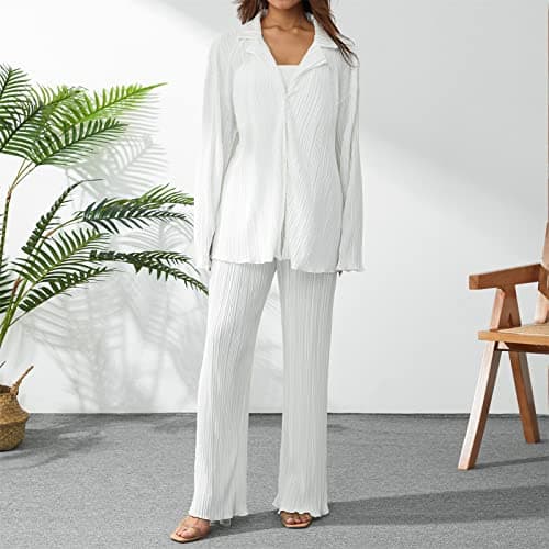 Geagodelia 2 Piece Summer Outfits Co Ord Sets for Women (White, M) — view 3