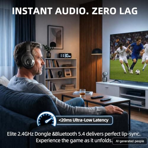 AOC Wireless Headphones for TV, TV Headphones Wireless 48Hrs Audio Playtime — view 2