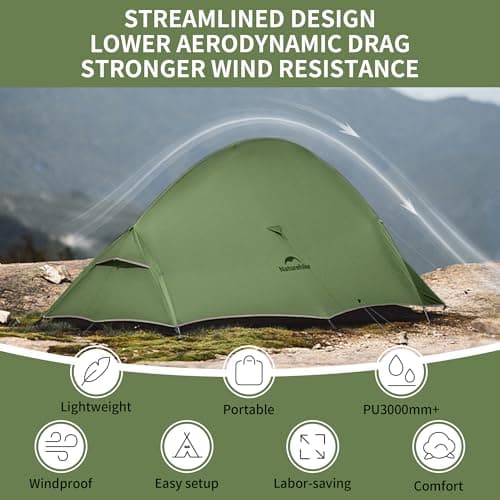 Naturehike Cloud Up Pro Camping Tent, 2 Person, Forest Green — view 3