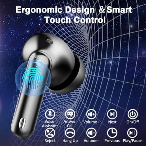 2026 Wireless Earbuds, Bluetooth 5.4 Headphones, 50H Playtime In Ear Earphones HiFi Stereo, Ear buds with 4 ENC Noise Cancelling Mics Deep Bass, IP7 Waterproof Earbuds with LED Display, Fast Charging — view 6