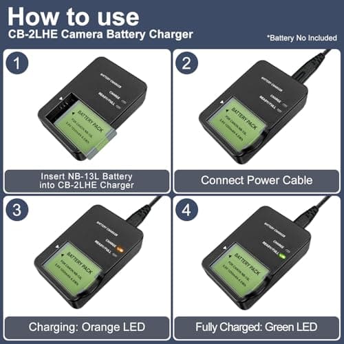 CB-2LHE NB-13L Battery Charger for Canon - G7X SX740 HS SX620 HS Camera — view 5