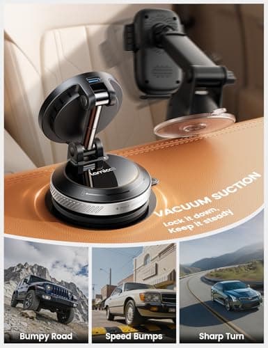 Lamicall for MagSafe Car Mount Charger, 15W Magnetic Wireless Car Charger, 70 Lbs Vacuum Suction Cup Phone Mount 360° Adjustable with Dual USB-C Ports, for iPhone 17 Pro Max 16 15 14 13 12 - Sliver — view 3
