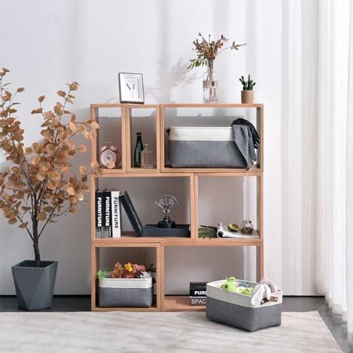 Mangata Woven Fabric Storage Boxes, Canvas Organizer Storage for Clothes, Toys, Shelves(M, Cold Grey) — view 6