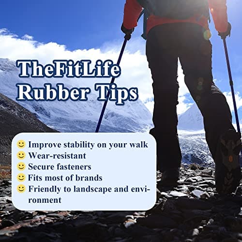 TheFitLife Walking Poles Tips, 6 Pack - Rubber Replacement for Hiking Sticks, Shock Absorption, 11mm Diameter, Fits Most Standard Poles, Black — view 4