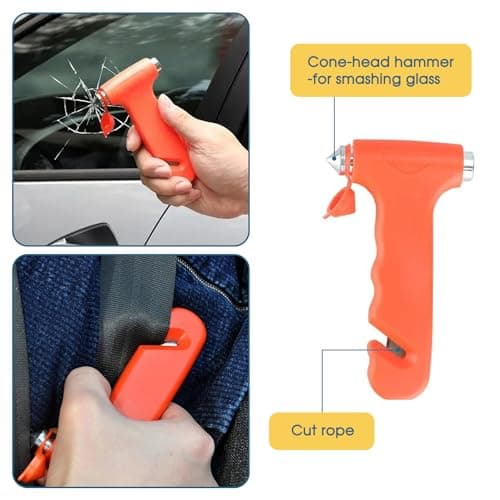 MEETOZ Car Emergency Breakdown Safety Kit 10-in-1 Vehicle Europe Roadside Assistance Travel Kit with Jump Leads, Tow Rope, Warning Triangle, Hi-Vis Vest, Emergency Hammer etc — view 5