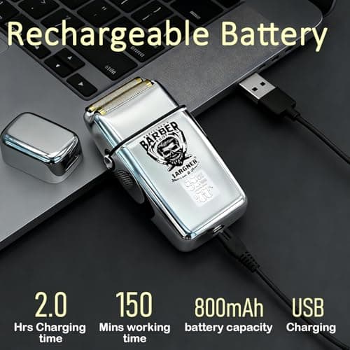 Beard Trimmer for Men - Cordless Electric Foil Beard Hair Trimmer Shavers with LCD Display, Rechargeable Electric Razor Face Trimmers Gifts for Him — view 5