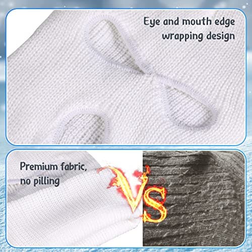 BBTO 1 Pcs 3 Hole Knitted Balaclava, Thermal Winter, White — view 3