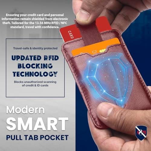 ALLEN & MATE 100% Leather Slim Minimalist Wallet for Men – RFID Blocking Credit Card Holder with Smart Strap – Holds 5 Cards – Compact Front Pocket Wallet (Maroon) — view 6