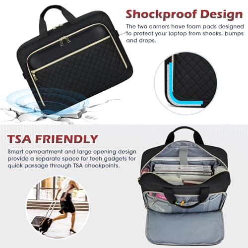 NEWHEY Laptop Bag for Women 17.3 inch Large Briefcase Teacher Work Bag — view 5