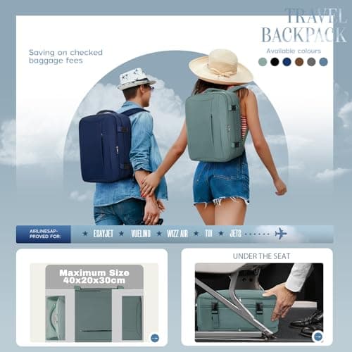 Xkdoai for Ryanair Cabin Bags 40x30x20,Backpack with TSA Approved Clear Bag — view 2