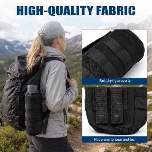 2 Pcs Water Bottle Holder, for Molle Water Bottle Pouch & 2 Carabiner — view 6