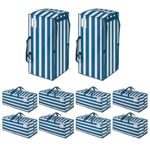 VENO 10 Pack Heavy Duty Moving Bags with Backpack Straps, Zippers & Handles, Extra Large Packing Bags for College Dorm Essentials, Moving Supplies Alternative to Cardboard Moving Boxes