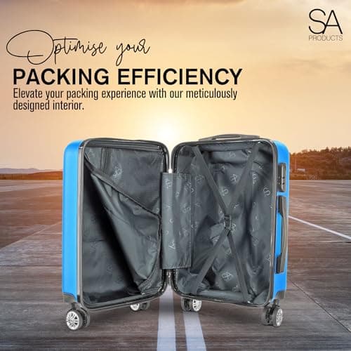 SA Products Cabin Suitcase - 34L Carry On Hard Shell Bag - 55x40x20 - Blue — view 6
