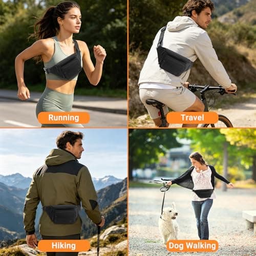 YINKIGI Black Bum Bag, Waterproof Bumbags for Ladies & Men with Card Holder — view 6