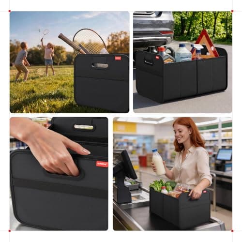 achilles Car Folding Box Xl, Foldable Trunk Bag, Shopping Organizer, Basket, Storage Bags, Box (Black, 50cm x 32cm x 27cm) — view 5