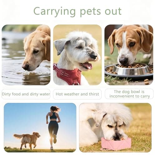 MIUPOO Collapsible Dog Bowl,Collapsible Dog Water Bowls for Cats Dogs,Premium Silicone Pet Water Bowls for Cats & Dogs,Collapsible Travel Dog Bowl Portable,Adjustable Clip Dog Travel Bowl,Pink. — view 6