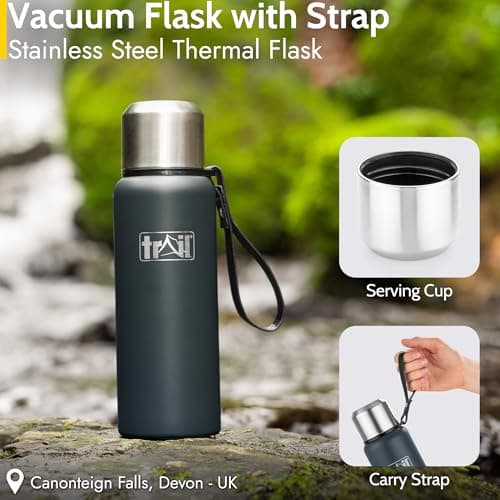 Trail Vacuum Flask with Strap, Camping & Travel, 600ml, Dark Grey — view 2