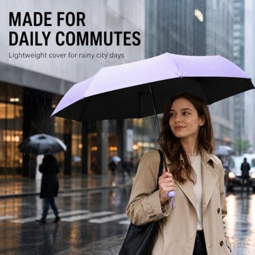 WHJYCC Compact Folding Umbrella - Lilac Travel Umbrella with Case — view 5