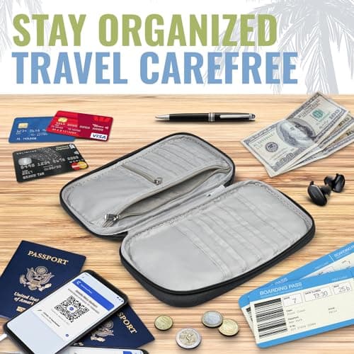 BOACAY Family Passport Holder, RFID Travel Wallet for Women & Men, Document Organiser, Holiday Essentials & Waterproof Cover for Tickets, Money, Cards — view 5