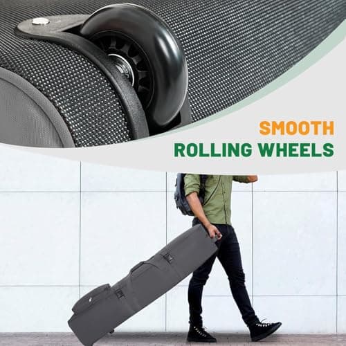 Golf Travel Bags with Wheels, 1200D Heavy Duty Oxford Wear-Resistant with Extra Storage Bag, Lightweight & Portable Golf Club Travel Cover for Airlines Easy Storage，Grey：Handle — view 6