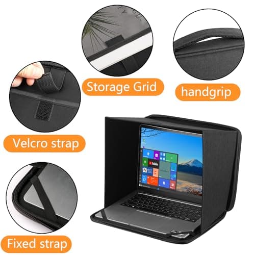HoYiXi Universal Foldable Laptop Sun Shade & Privacy Shield - Fits 15-16 inch Laptop - Blocks Sunlight, Protects Privacy, Working Outdoor Travel,Anti - Glare,Laptop Sleeve Bag,(Have Patent)-Black — view 3