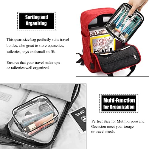 MODENGKONGJIAN TSA Approved Clear Travel Toiletry Bag, Rose Gold, 7.7 x 5.9 x 2.5 inch, Clear Toiletries Bags — view 5